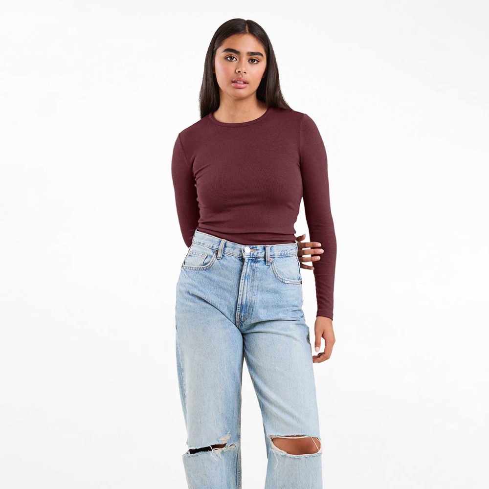 Nuuds Slinky Rib in Merlot Size M